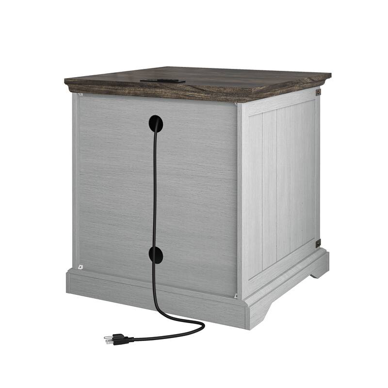 Farmhouse End Table with Charging Station - 25" in Height