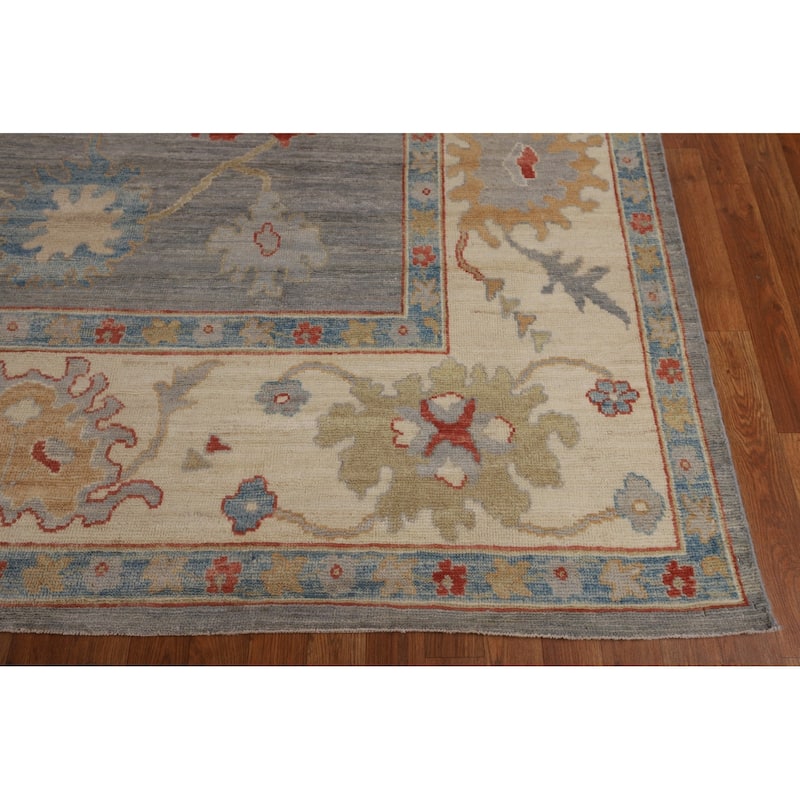 Oushak Turkish Large Area Rug Handmade Vegetable Dye Wool Carpet - 10'0"x 14'0"