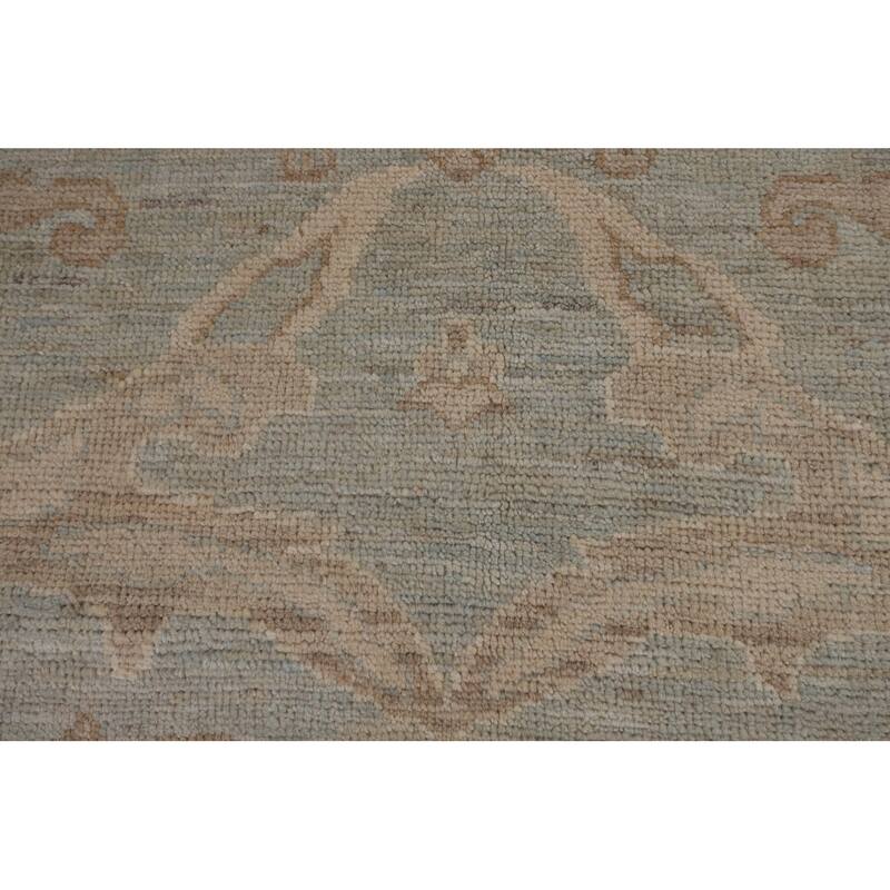 Light Blue Oushak Vegetable Dye Area Rug Handmade Wool Carpet - 8'3"x 9'7"