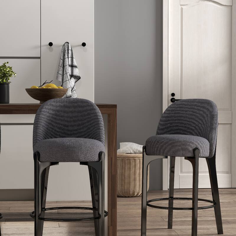 set of 4 Upholstered Counter Height Bar Stools - Set of 2 - Grey