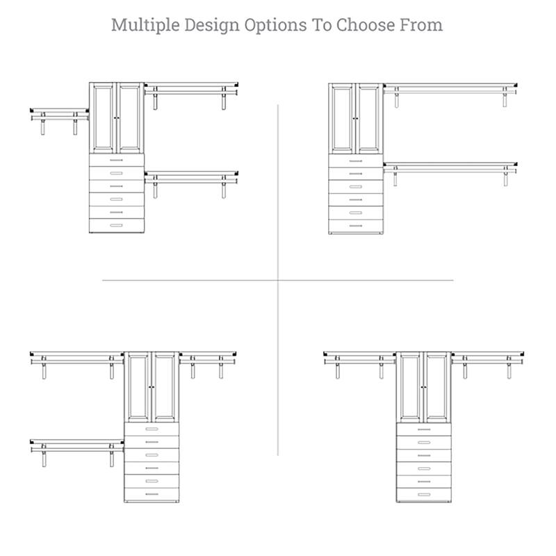 John Louis Home Solid Wood Reach-In Closet System with 6-Drawers and Raised Panel Doors Honey Maple