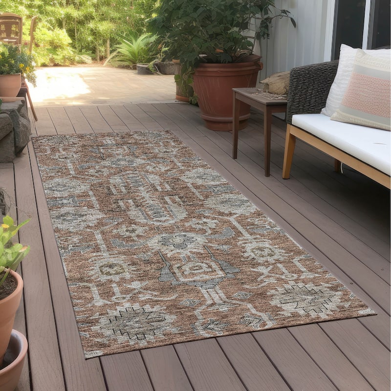Machine Washable Indoor/ Outdoor Chantille Traditional Boho Rug