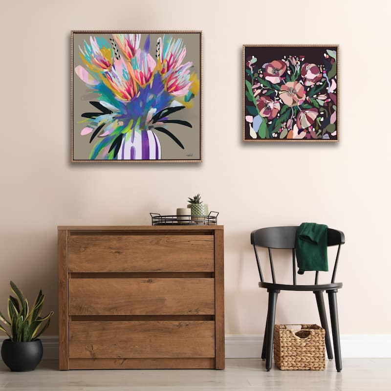 Kate and Laurel Sylvie Beaded Bright Flower Canvas by Inkheart Designs