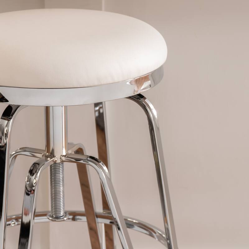 Aimes Metal and Faux Leather Adjustable Backless Stool