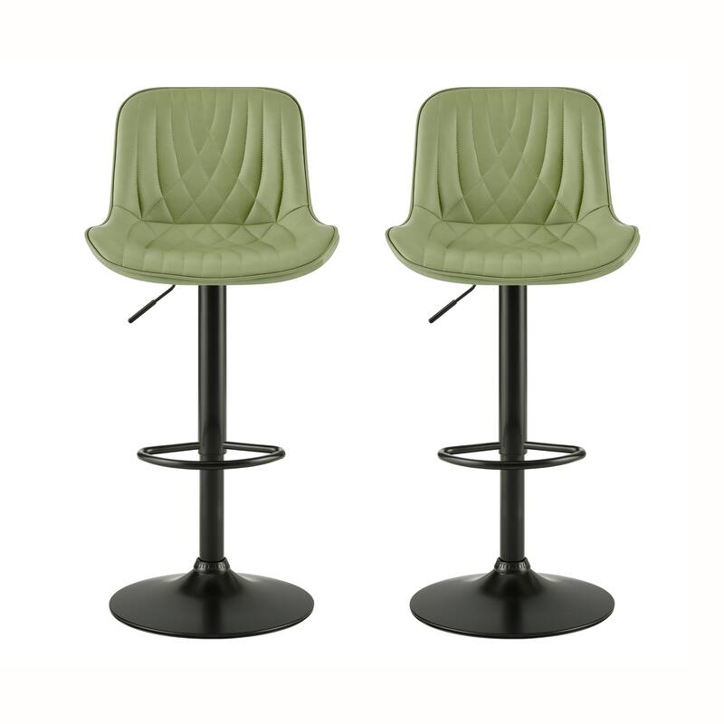 Roundhill Furniture Kovyn Contemporary Adjustable Barstool with Faux Leather Swivel Seats, Set of 2