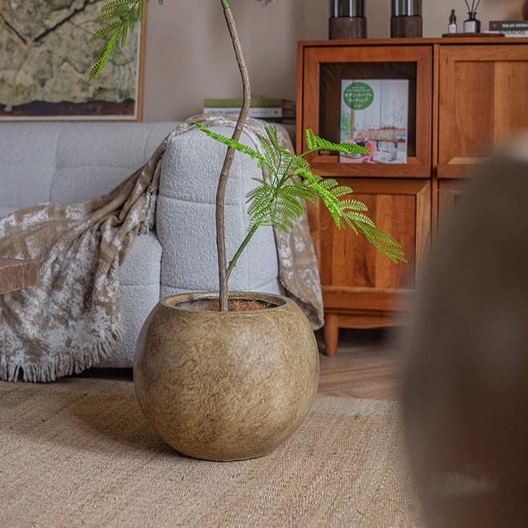 RusticReach Round Magnesium Clay Planter