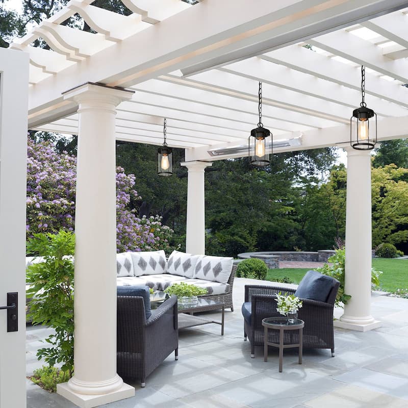 Black Outdoor Hanging Lights Lantern Pendant Lights for Porch, Hallway - D6'' x H70''
