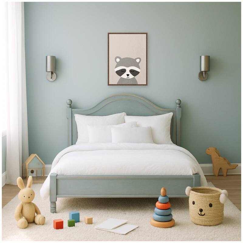 Kate and Laurel Raccoon by July Art Prints Framed Canvas Wall Art Print