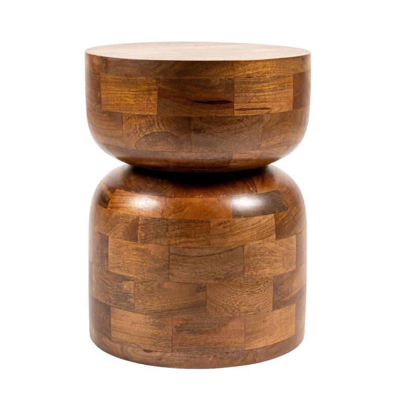 Noah Mango Wood Stacked End Grain Accent Table