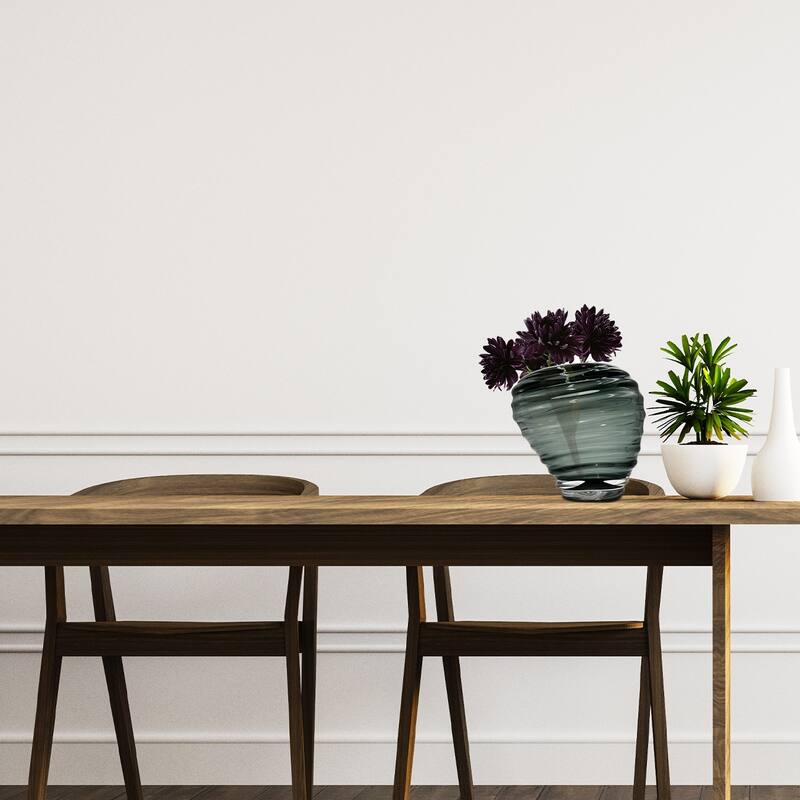 9" High Premium Contemporary Glass Vase in Grayish Blue