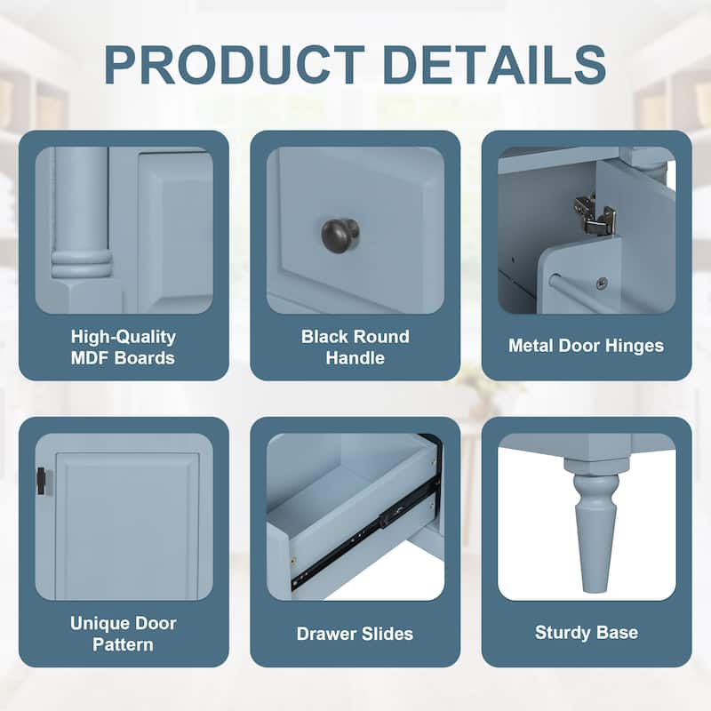 30" Bathroom Vanity with Sink, Freestanding Solid Rubberwood Cabinet with Flip Drawer & Adjustable Shelf