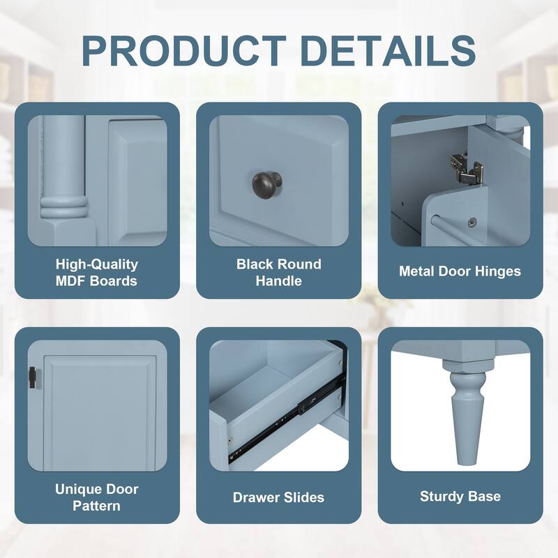 Roomfitters 30" Bathroom Vanity with Sink, Solid Wood Frame, Flip Drawer, 2 Drawers & Door Rack