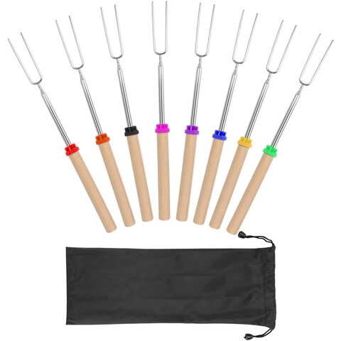 Cheer Collection 8 Piece Marshmallow Roasting Stick Set with Bag