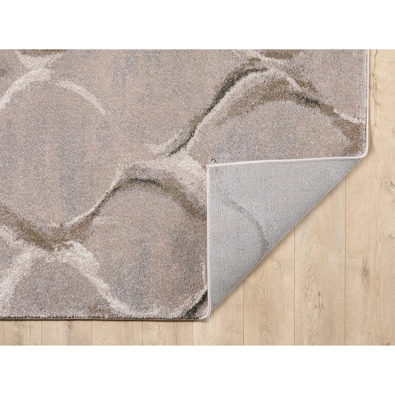 Domani Scene Transitional Charcoal Wave or Brick Area Rug