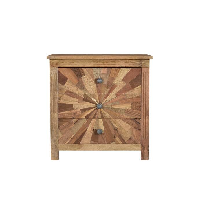 HomeRoots 30" Brown Solid Wood Three Drawer Nightstand