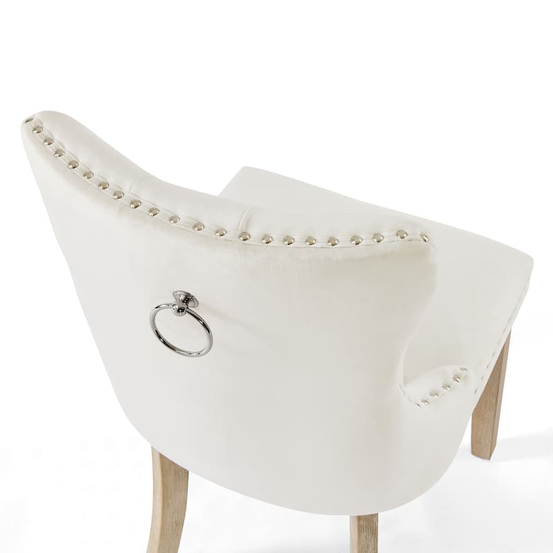 Morden Fort Tufted Dining Chair, Accent Chairs with Studded Trim and Pull Ring