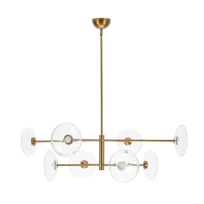 8-Light Glass Shade Dimmable LED Sputnik Chandelier 41-inch
