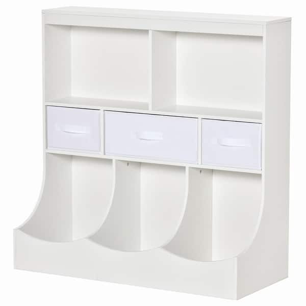 slide 2 of 10, HOMCOM Kids Bookcase, Toy Storage Organizer Cabinet, Children Display Bookshelf with Drawers for Toys, Clothes, Books, White