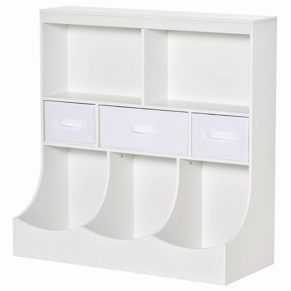 slide 2 of 19, Kids Bookcase, Toy Storage Organizer Cabinet, Children Display Bookshelf with Drawers for Toys, Clothes, Books White
