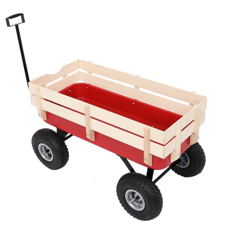 38" x 19" x 31" Garden Iron and Wood Four Wheel Cart - Box:33"x15.7"x9.45"