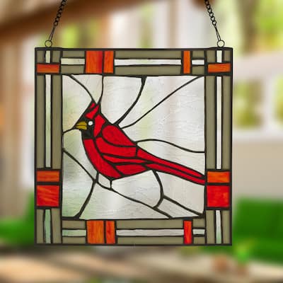 River of Goods 11"H Carol the Cardinal Stained Glass Window Panel - 11" x 0.25" x 11"