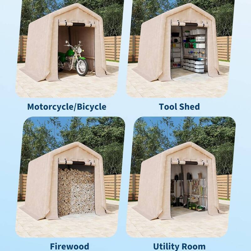 6x8 FT Portable Outdoor Storage Shed, Carport for Motorcycle, Firewood, Garden and Tools - 6X8 Ft