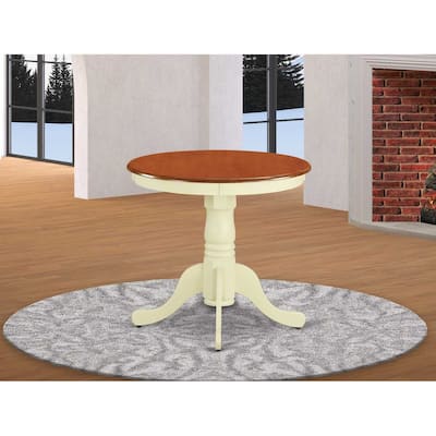 Round Dining Table 30 Inch - Solid Rubber Wood Kitchen Table in Buttermilk Cherry Finish