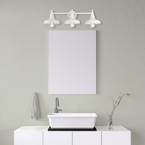 Design House Kimball Industrial Farmhouse 3-Light Indoor Bathroom Vanity Light - White