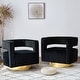 preview thumbnail 114 of 114, HULALA HOME Carisa Modern Upholstered Swivel Open-Back Barrel Chair with Golden Base Set of 2 - BLACK
