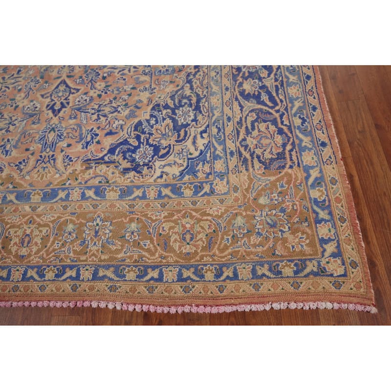 Mashad Vintage Persian Area Rug Hand-Knotted Wool Carpet - 6'6" x 9'8"