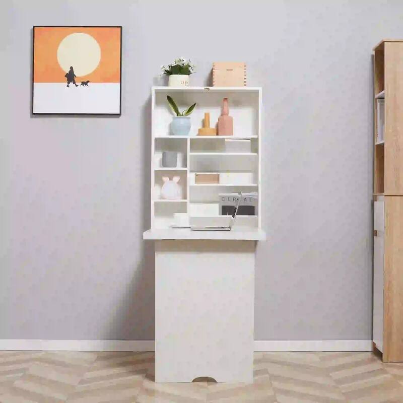 Wall Mounted Fold Out Convertible Desk, Multi-Function Floating Desk