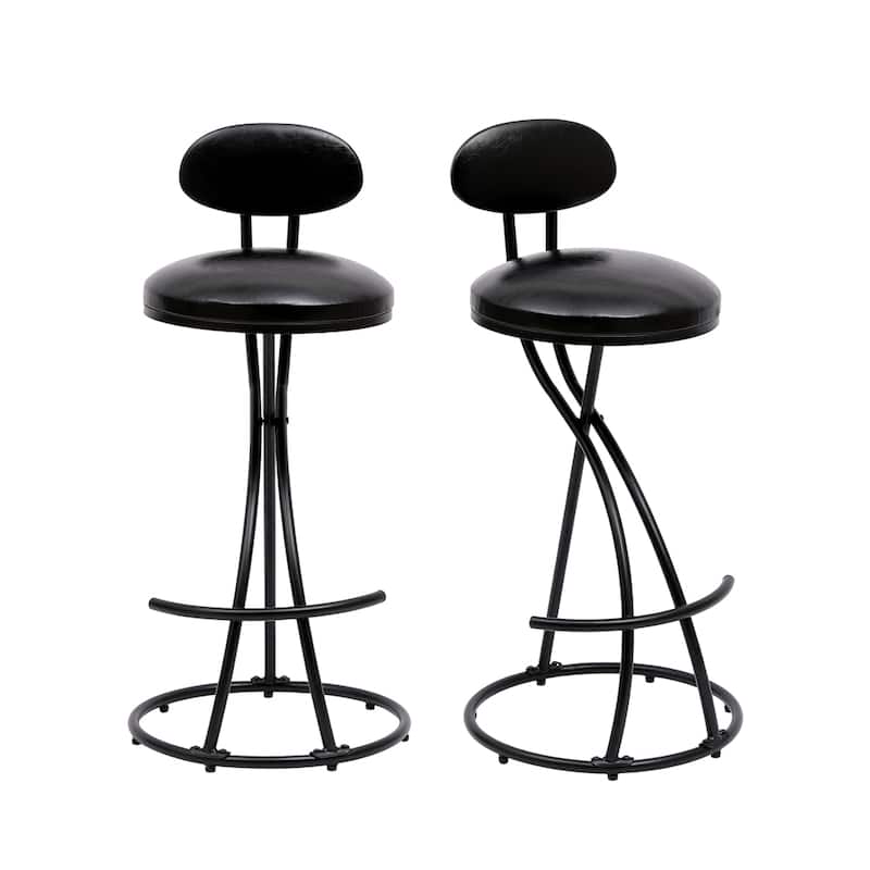 Armless Bar Stools Upholstered with Footrest and Back (Set of 2)