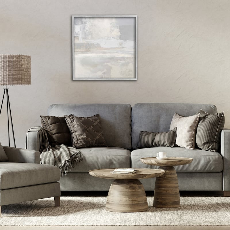 Stupell Serene Abstraction of Grey Framed Giclee Art Design By Rachel Springer