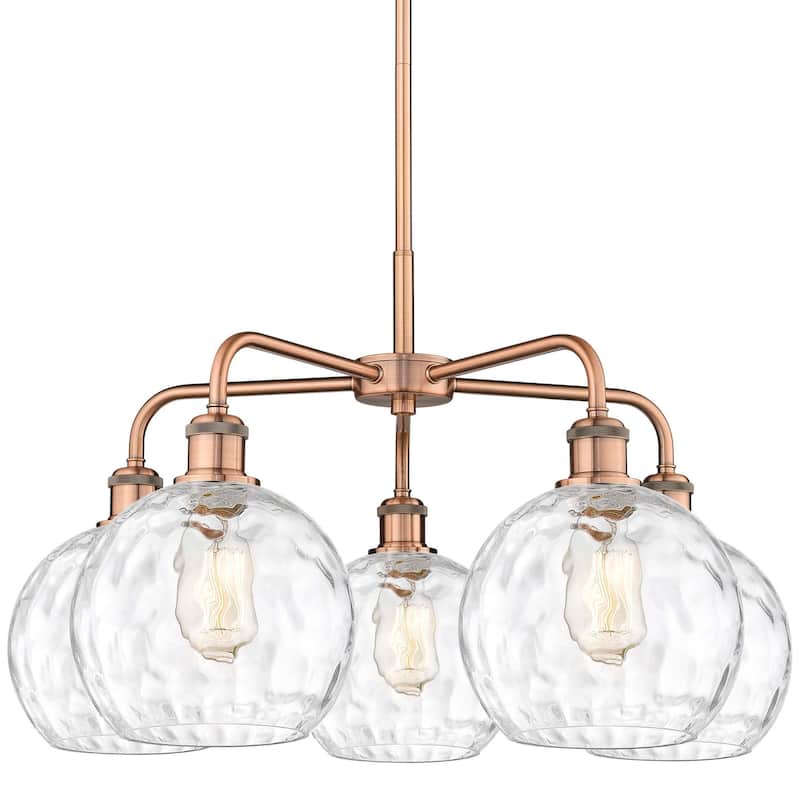 Innovations Lighting 516-5CR-16-26 Athens Water Glass Chandelier - Antique Copper / Clear Water Glass