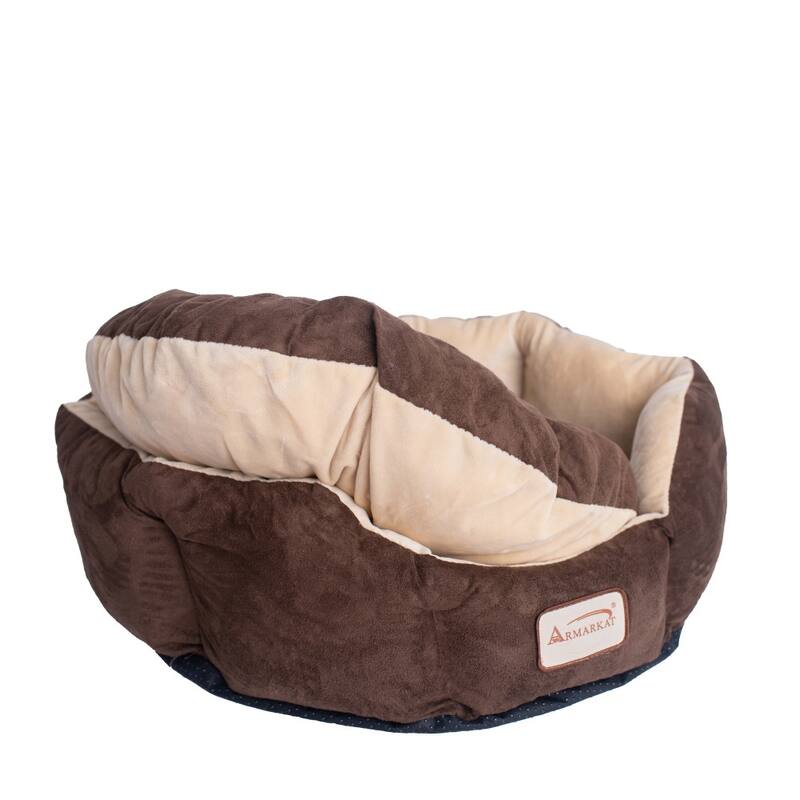 Cozy Pet Bed for Cats and Extra Small Dogs - Mocha/Beige - 20"(L) x 20"(W) x 8"(H)