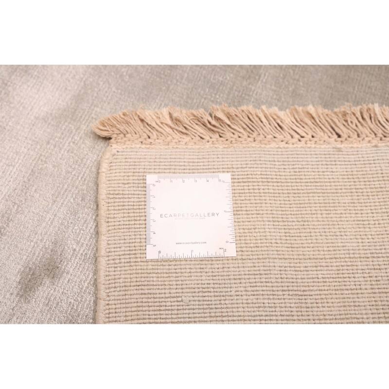ECARPETGALLERY Hand Loomed Kashkuli Gabbeh Light Grey Viscose Rug - 5'4 x 7'7