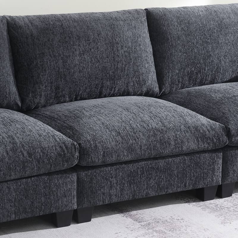 96" Chenille Smart Sectional Sofa with Bluetooth & USB