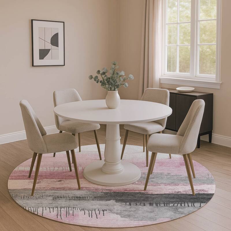 Premium Washable Super Soft Modern Glam Mayfield Rug - Pink - 8' x 8'