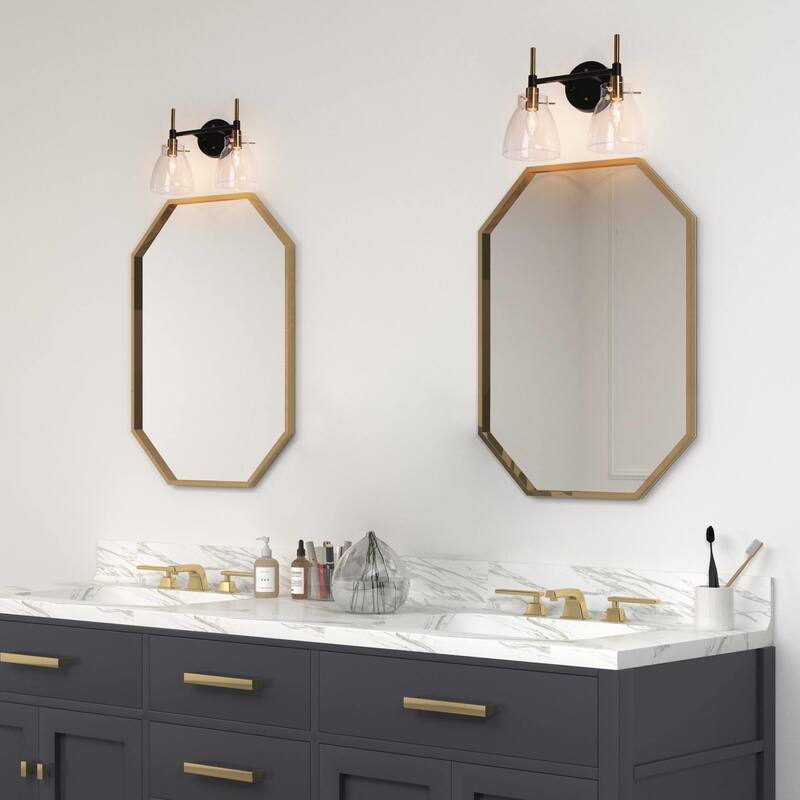 Modern Black Gold 2/3/4 Lights Vanity Light Fixture Glass Bathroom Lighting
