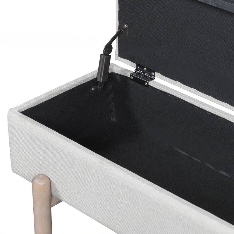 Farmhouse Upholstered Storage Bench with Hidden Compartment, Modern Entryway Bench for Living Room, Entryway