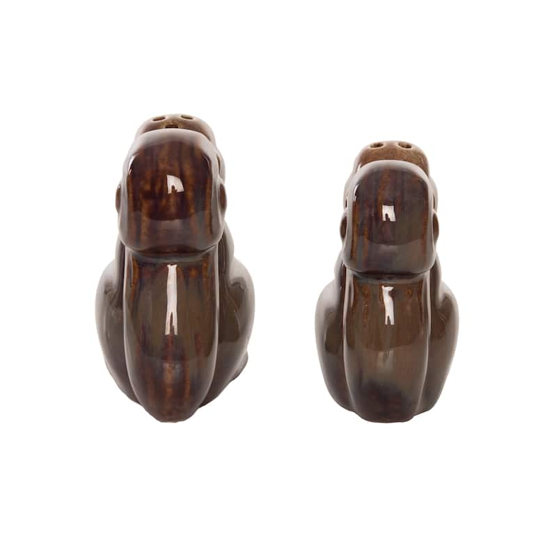 Transpac Ceramic 2.7 in. Brown Harvest Squirrel Salt and Pepper Shaker Set of 2