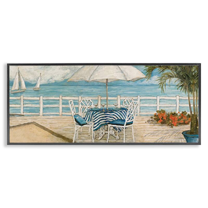 Stupell Coastal Restaurant Overlook Framed Giclee Art Design By Charlene Olson - 30 x 13 - Black