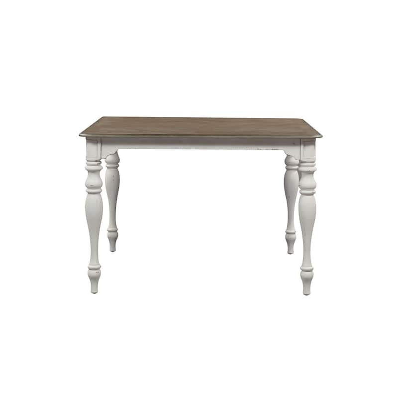 Magnolia Manor Antique White Weathered Bark 5 Piece Gathering Table Set