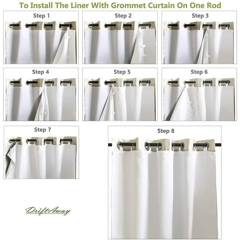 DriftAway Thermal Insulated 100% Blackout Curtain Liner for Grommet Curtains