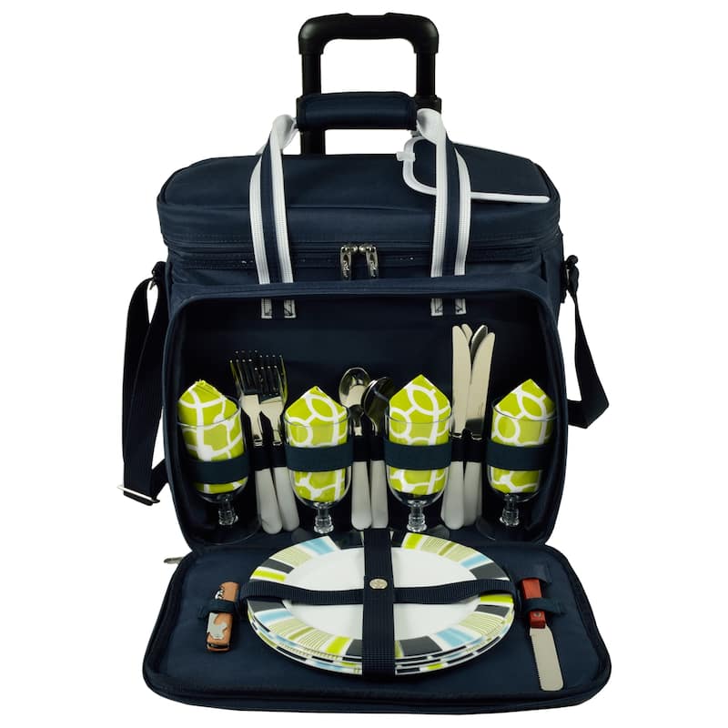 NCAA California Golden Bears Insulated Equipped Picnic Cooler for Four on Wheels