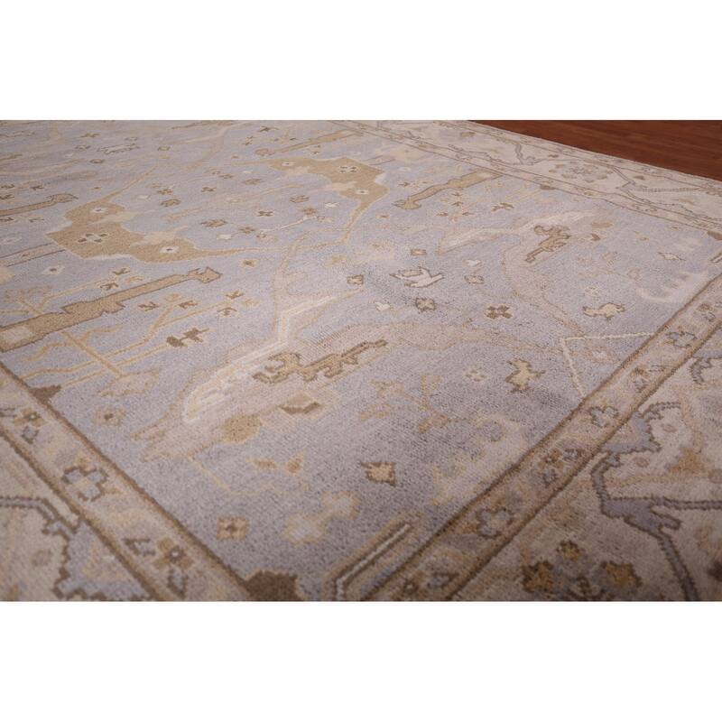 Gray Oushak Indian Area Rug Handmade Transitional Wool Carpet - 8'1"x 9'10"