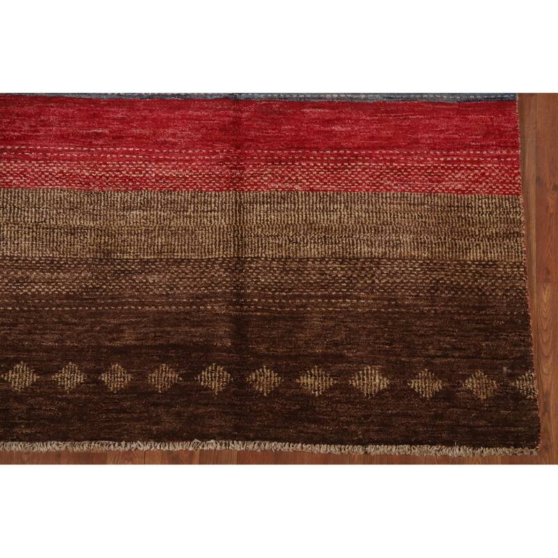 Gabbeh Kashkoli Striped Area Rug Handmade Wool Carpet - 4'6" x 6'5"