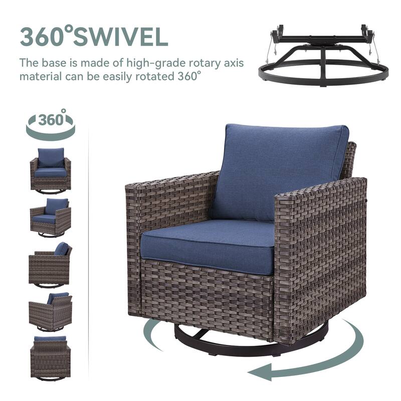 Gymojoy Wicker Swivel Glider Chair with 4 inch Olefin Cushions