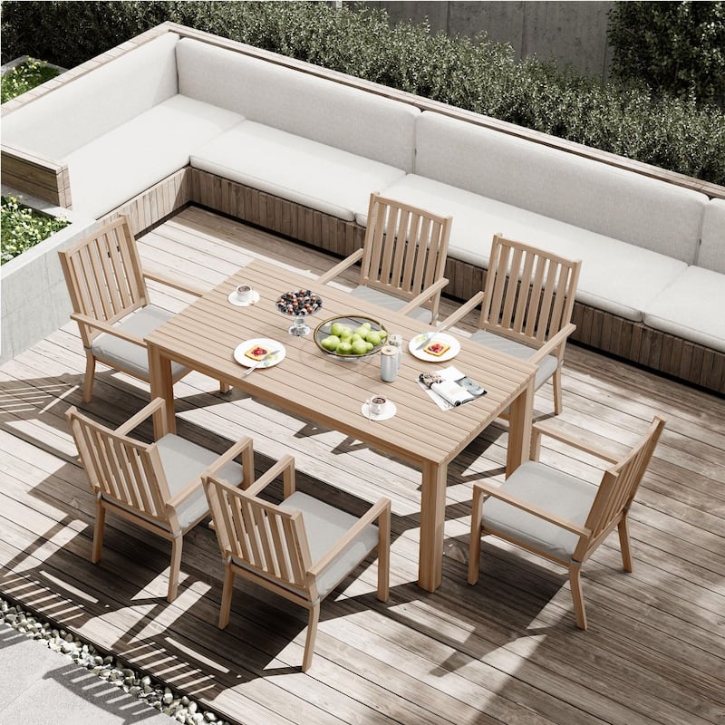 7 Pieces Patio Dining Sets Aluminum Outdoor Dining Table with 6 Chairs and Removable Cushion for Lawn