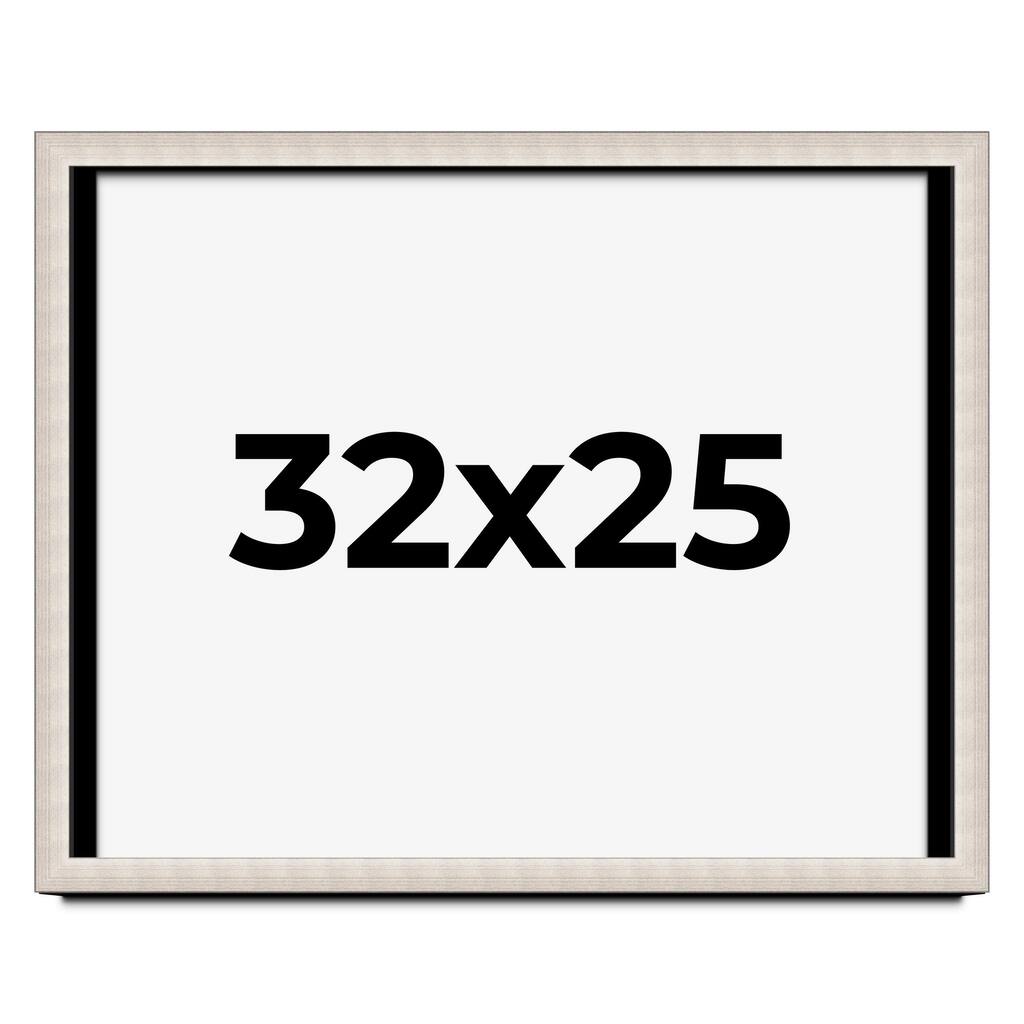 32x25 Shadow Box Frame Silver Real Wood Contemporary Shadowbox Display Frame UV Acrylic Front Acid Free Backing and Hardware